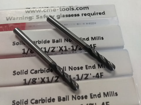 10pcs 1/8" Solid Carbide Ball End Mills Tialn Coated,center-cutting #1006-BTN-18