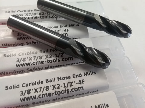 5pcs 3/8" Solid Carbide Ball End Mills Tialn Coated,center-cutting #1006-BTN-38