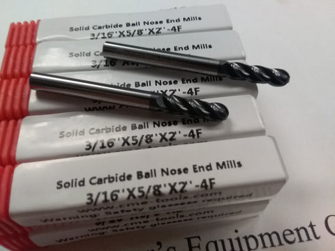 10pcs 3/16" Solid Carbide Ball End Mill Tialn Coated,center-cutting 1006-BTN-316