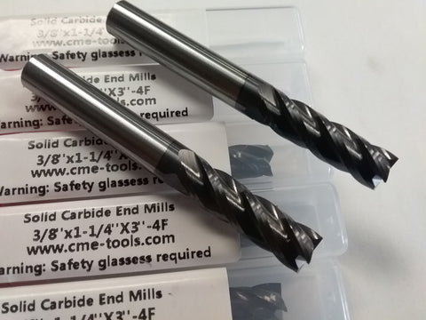 6pcs 3/8"x1-1/4x3 long length Carbide End Mills Tialn Coated 4 Flt S/E --new