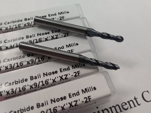 5pcs 9/64" Carbide Ball End Mill Tialn coated , 2flt single ball 1006-BTN2F-964