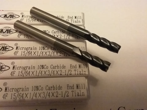 5pcs 15/64" Carbide End Mill Tialn Coated, 4flt center-cutting 1006-TN-1564