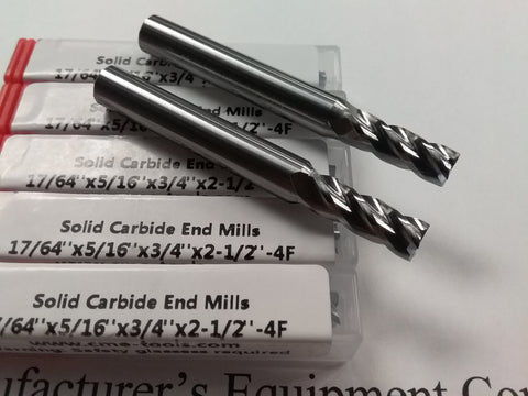 5pcs 17/64" Carbide End Mill Single End, 4flt center-cutting 1006-1764