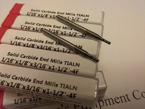 10pcs 1/16" Tialn coated solid Carbide End Mills 4 Flt S/E #1006-TN-116