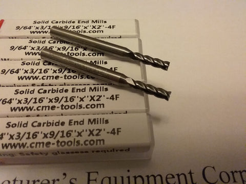 5pcs 9/64" Carbide End Mill Single End, 4flt square center-cutting 1006-964