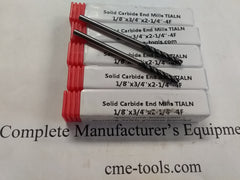 5pc 1/8x3/4x2-1/4" long length Carbide End Mills Tialn Coated 4flt 1006-TN18L214
