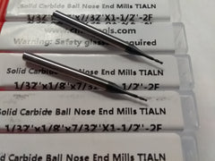 10pcs 1/32" Tialn coated solid Carbide Ball End Mills 2 Flt S/E #1006-BTN2F-132