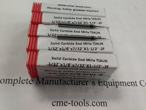 10pcs 1/32" Tialn coated solid Carbide End Mills 2 Flt S/E #1006-TN-132