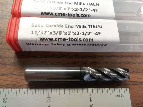 5pcs 11/32" Tialn coated solid Carbide End Mills 4 Flt center-cutting #1006-TN
