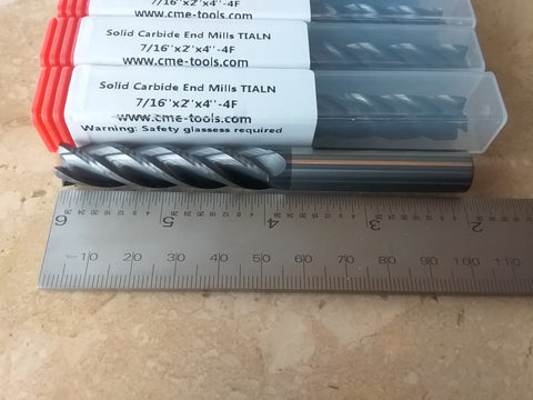 5pcs 7/16 x2x4 long length solid Carbide End Mills Tialn coated 1006-TN-716L400