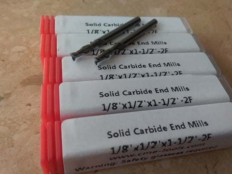 5pcs 1/8" solid Carbide End Mills 2 Flt S/E #1006-18F2