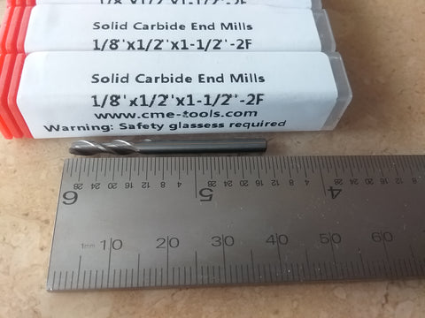5pcs 1/8" solid Carbide End Mills 2 Flt S/E #1006-18F2
