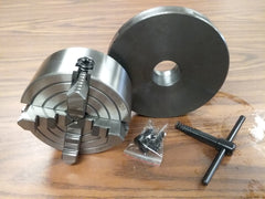 5" 4-JAW LATHE CHUCK independent jaws w. 1-1/2"-8 semi-finished adapter 0504F0