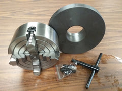 5" 4-JAW LATHE CHUCK independent jaws w. 2-1/4"-8 semi-finished adapter 0504F0