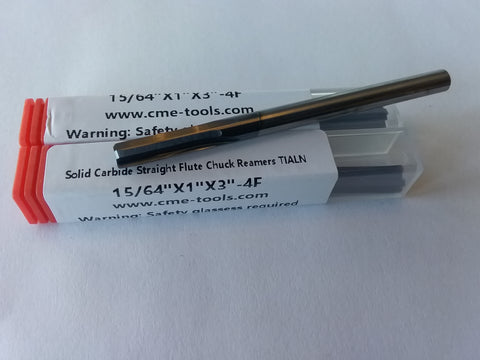 2pcs 15/64" Solid Carbide chucking reamer Tialn Coated 4 straight flute 515-TN
