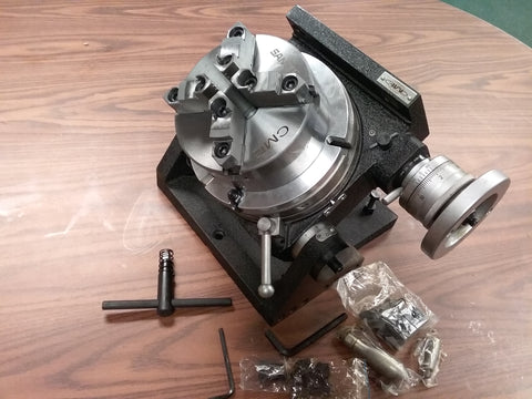 8" PRECISION TILTING ROTARY TABLE w. 4-jaw 6" chuck centering adapter TSK-200-IN