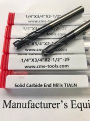 5pcs 1/4" Solid Carbide End Mills Tialn Coated, 2 flute #1006-TN2F-14