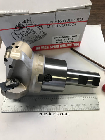 3" 45 degree indexable face shell mill w 1” Straight Arbor,face milling cutter