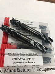 5pcs 7/16” double end Solid Carbide End Mills Tialn Coated 4 flute 1006-TDE-716