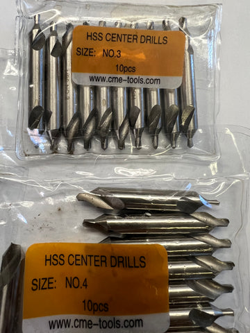 60pcs M2 HSS center drills 10 of each #0, #1,#2,#3,#4. 5 of each #5,#6, Part#530