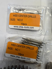 60pcs M2 HSS center drills 10 of each #0, #1,#2,#3,#4. 5 of each #5,#6, Part#530