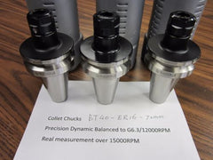 3 BT40-ER16 COLLET CHUCKS for $139.00 balanced to G6.3/15000RPM #B-BT40-ER16