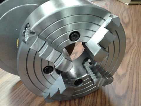 12" 4-JAW LATHE CHUCK independent jaws & 10" L0 semi-finished adapter #1204F0