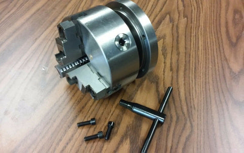 6" 3-JAW SELF-CENTERING LATHE CHUCK top & bottom jaws w. 1-1/2"-8 adapter plate