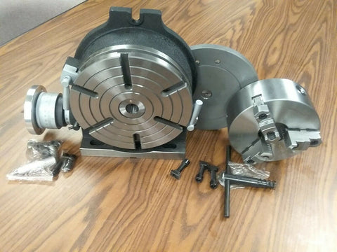 12" PRECISION HORIZONTAL VERTICAL ROTARY TABLE & 10" 3 jaw chuck top&bottom jaws